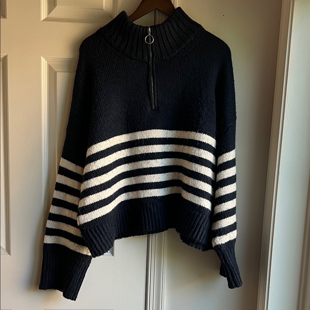 Navy and White Striped Sweater